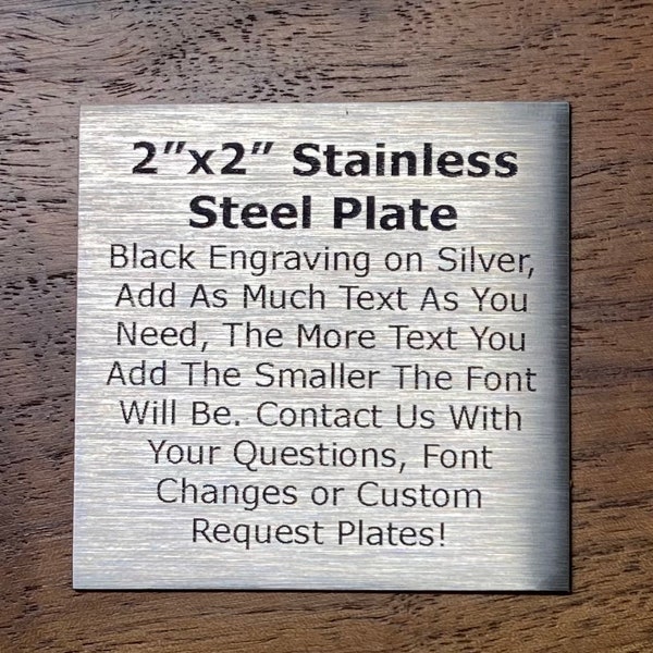 2"x2" Stainless Steel Metal Plate with Stick Tape, Commemorative Plate, Picture Frame Tag, Memorial Plate, Nameplate, Laser Engraved Plates