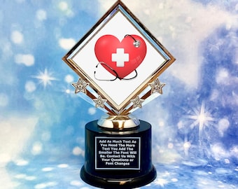 Heart Stethoscope Trophy - Free Engraving, Healthcare, Nurses Award, Number One Doctor, Appreciation, Dedication, Doctors, School, Physician
