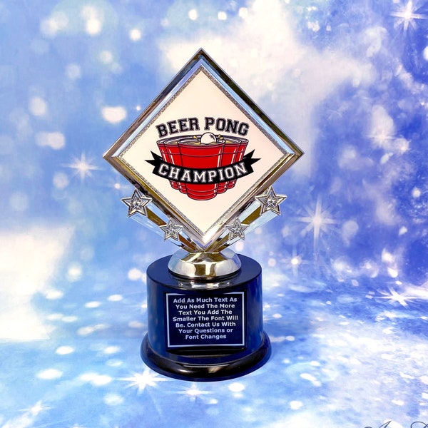 Beer Pong Champion Trophy - Kostenlose Gravur, Beste Party aller Zeiten, Trinken, Gamer, Best Shot, Wertschätzung, Hingabe, Inspiration, Geschenk, Auszeichnung