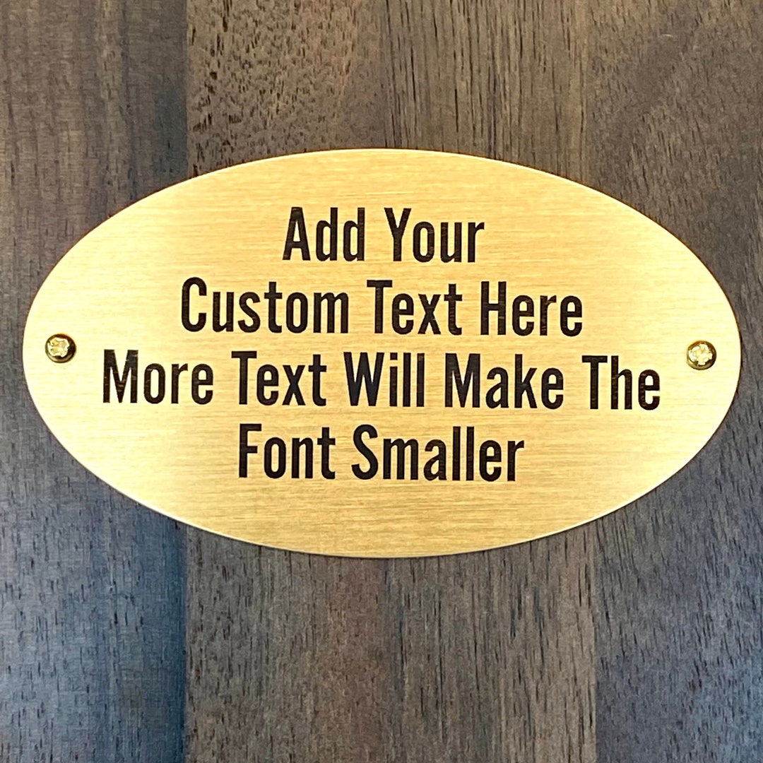 3.5x2 Brass Metal Oval Plate & 2 Screws, Commemorative Plate, Picture