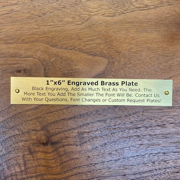 1"x6" Brass Metal Plate with Screws, Commemorative Plate, Picture Frame Tag, Memorial Plate, Nameplate, Laser Engraved Plates, Memorial