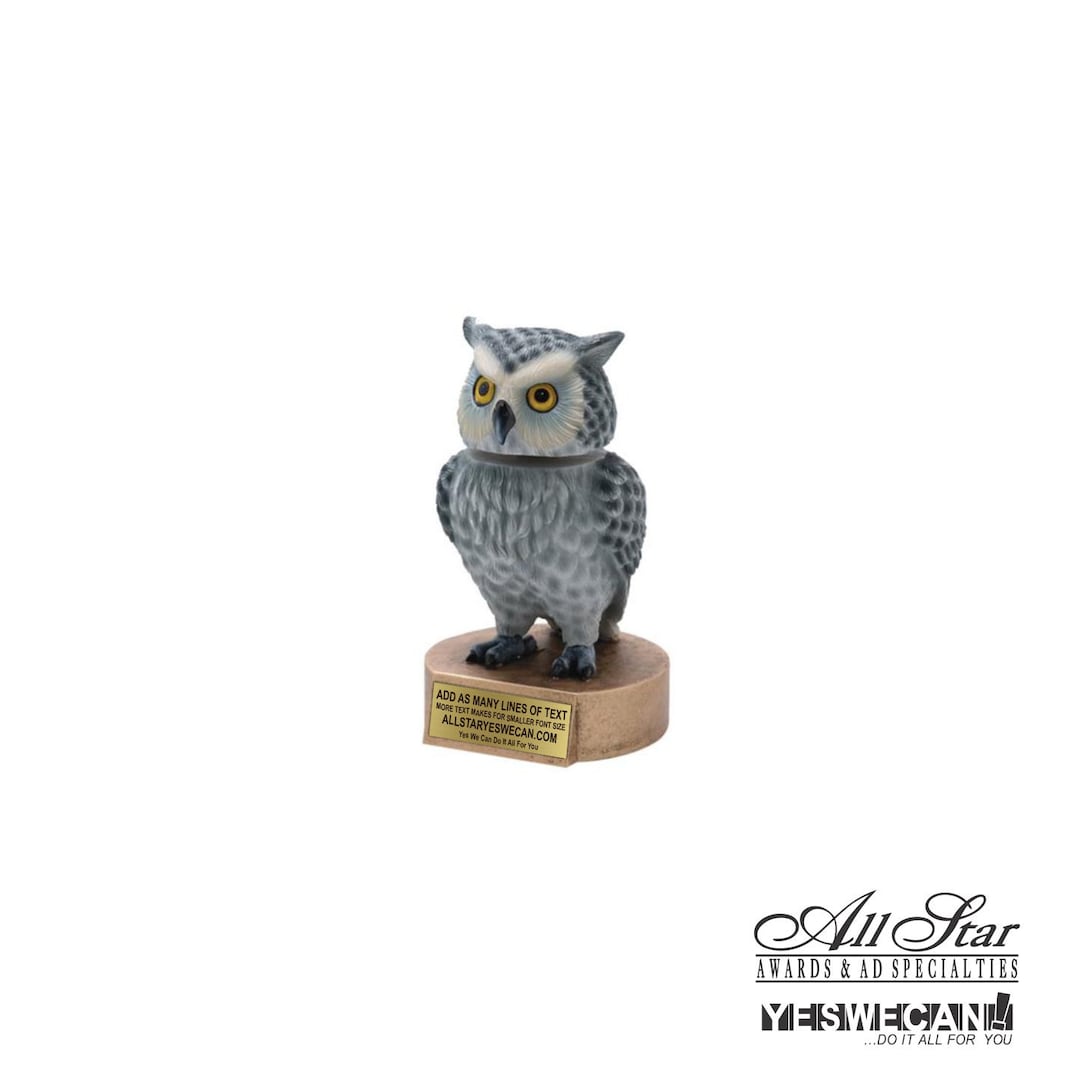 Owl Bobblehead Customized With Any Message, up to 4 Lines of Text