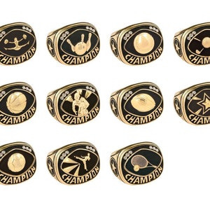 Champion Rings - Multi-Event - Championship Ring - Gold Ring Only - Sports Memorabilia, Trophy Ring, Fantasy Football, FFL, Football Trophy