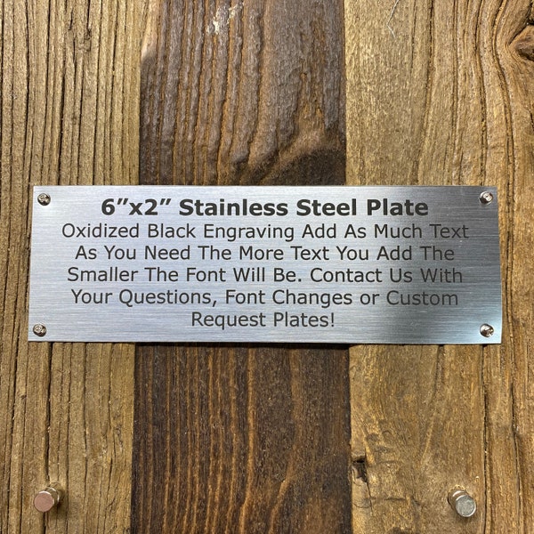 2"x6" Stainless Steel Metal Plate with Screws, Commemorative Plate, Picture Frame Tag, Memorial Plate, Nameplate, Laser Engraved Plates