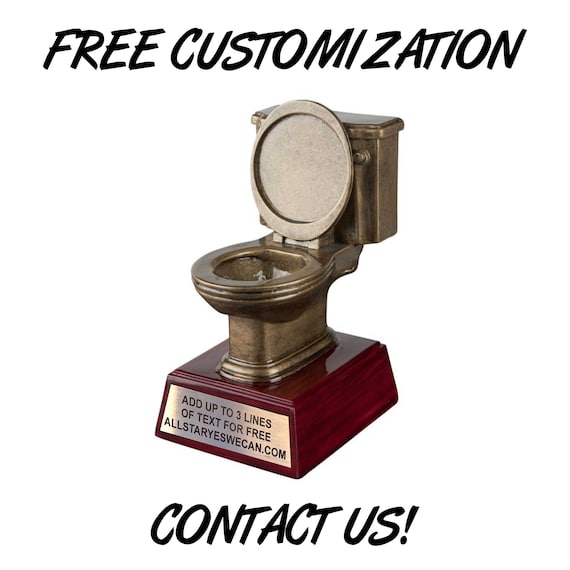 Golden Toilet Trophy Customized With Any Message up to 4 | Etsy UK