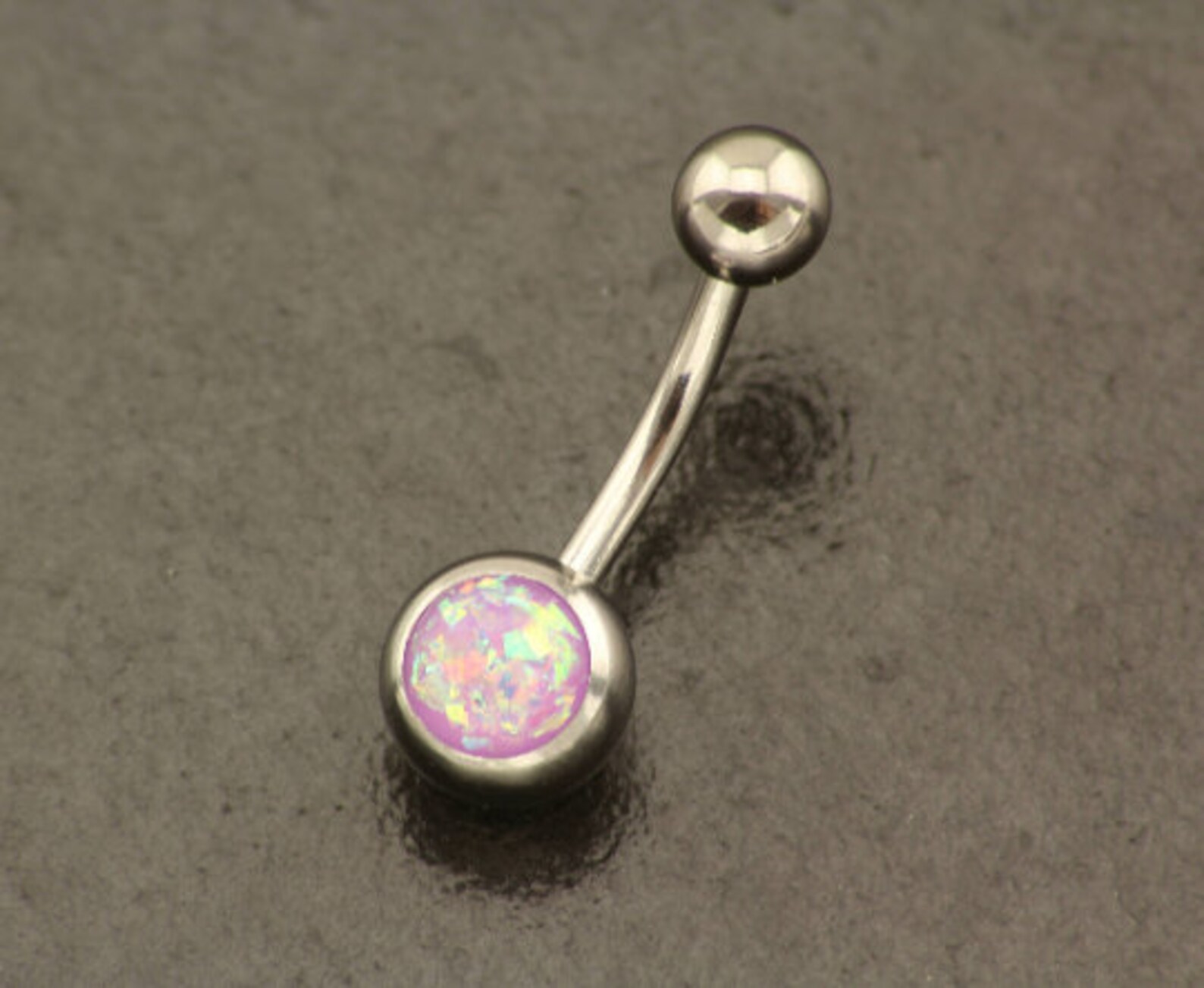 Minimal Opal Belly Button Ring. Basic Fire Opal Belly Ring. Etsy