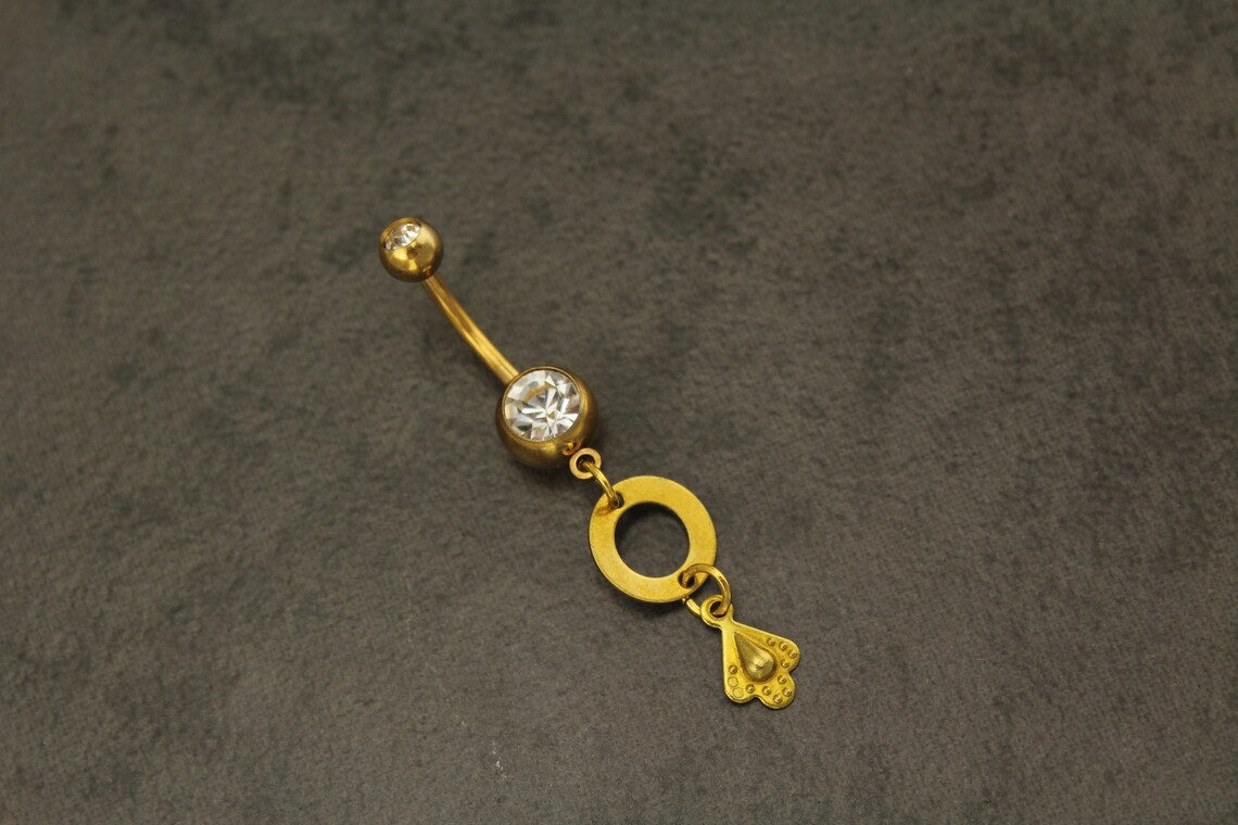 Cute Belly Button Rings. Dangly Navel Ring. Dainty Belly Bar. Etsy