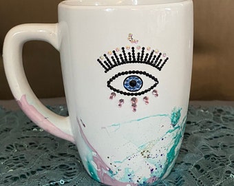 Evil Eye Hand dipped Coffee mug (Perfect for Mother's Day)