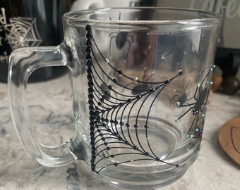 Haunted Halloween Spider Web Mug - Transparent Design with Spiders(espresso mug)