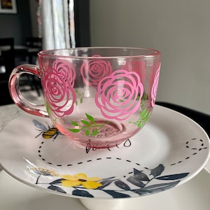Pink Mug for Mom - Elegant Dainty Coffee/Tea Cup