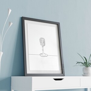 Oneline digital file wall decoration wallart microphone music singleline one line picture wall hanging individual