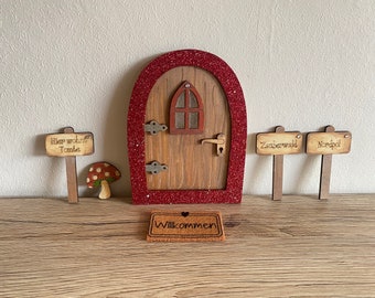 Fairy door red, elf door, mouse door, children's room, magic door, mystical, magic, fairy elf gnome door