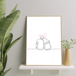 Oneline digital file wall decoration wallart singleline one line big love picture wall hanging individual