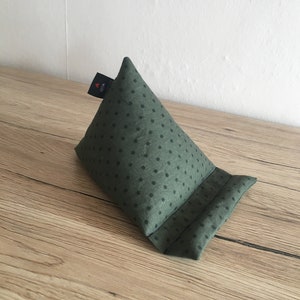 Handykissen, Handy Sitzsack, Handyhalter, Handystütze, grün, mit punkten, dunkelgrün waschbar