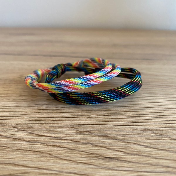 Paracord Armband Set oder einzeln Rainbow - dark oder light Regenbogen Toleranz