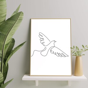 Oneline archivo digital decoración de pared wallart singleline una línea paloma imagen pared colgando individualmente