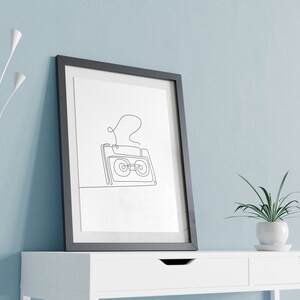 Oneline digital file wall decoration wallart cassette music singleline one line picture wall hanging individual