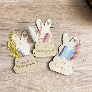 Geschenkkarte aus Holz, Geldgeschenk, Laser, Frohe Ostern, Osterhase, besondere Idee, Geschenkidee, Geschenkverpackung, 12 x 7,5 cm