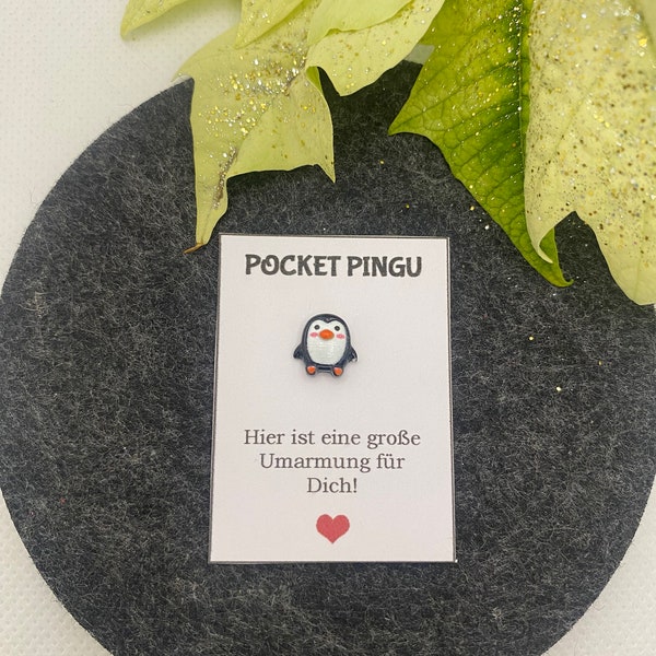 Pocket Pingu Pinguin Umarmung Kleinigkeit Geschenkidee Taschenpinguin