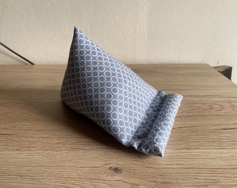 Handykissen, Handy Sitzsack, Handyhalter, Handystütze, hellblau weis mit Kreisen, waschbar