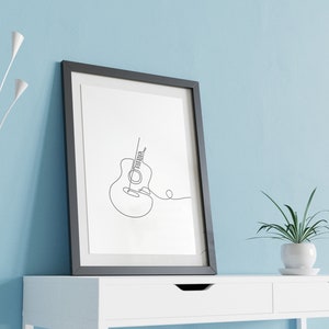 One line art print wall decoration wallart music singleline one line guitar picture wall hanging individual