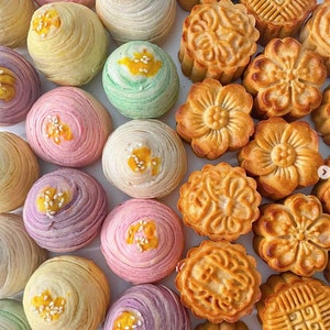 6pc Vegan Handmade Traditional Mooncakes, Chinese Dessert, Mid Autumn Festival and Lunar New Year Gift