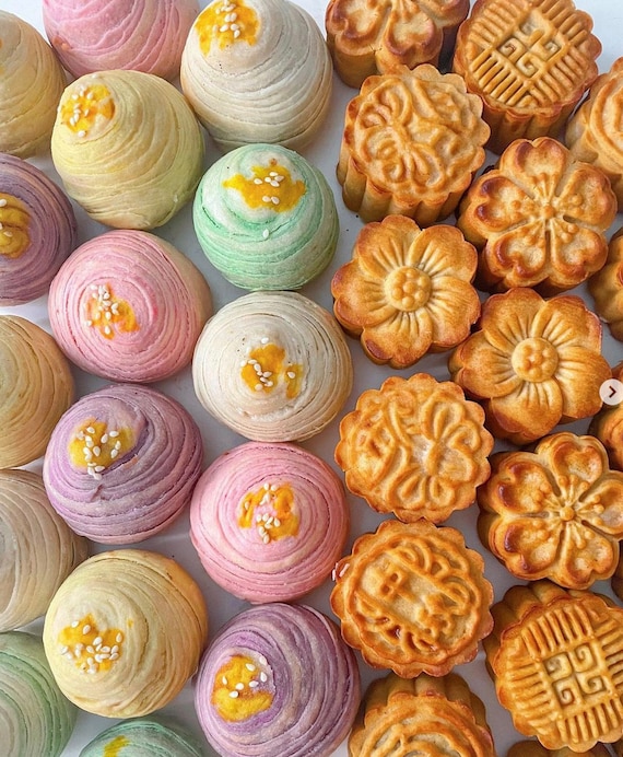 6pc Vegan Handmade Traditional Mooncakes, Chinese Dessert, Mid Autumn Festival and Lunar New Year Gift