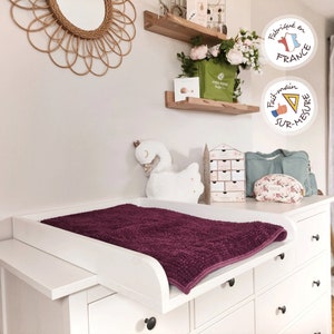 Plan à langer adaptable 100% SUR-MESURE, universel, artisanal, fait main, toutes commodes, tous meubles, toutes marques IKEA, ... image 1