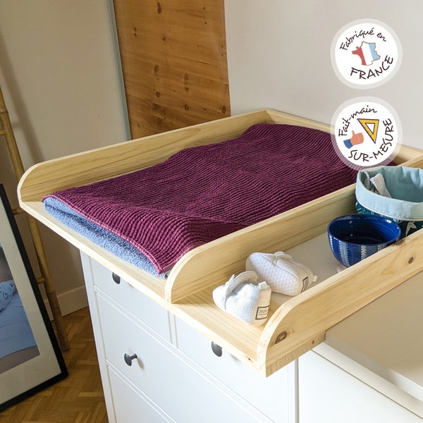 Plan à langer avec cloison adaptable 100% SUR-MESURE, universel, artisanal, toutes commodes, tous meubles, toutes marques (IKEA, ...)