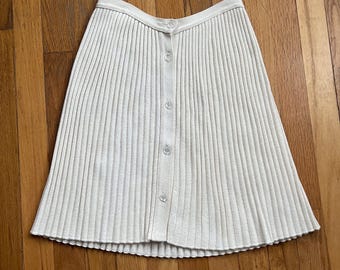 vintage Geoffrey Beene Sport white ribbed knit button up skirt waist 26"