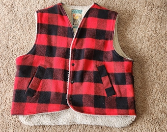 canyon guide outfitters Vintage Buffalo Plaid Wool Blend Vest Large