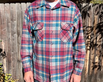 ヴィンテージ ペンドルトン ボードシャツ グレー レッド ブルー チェック柄 メンズシャツ サイズ 2XL