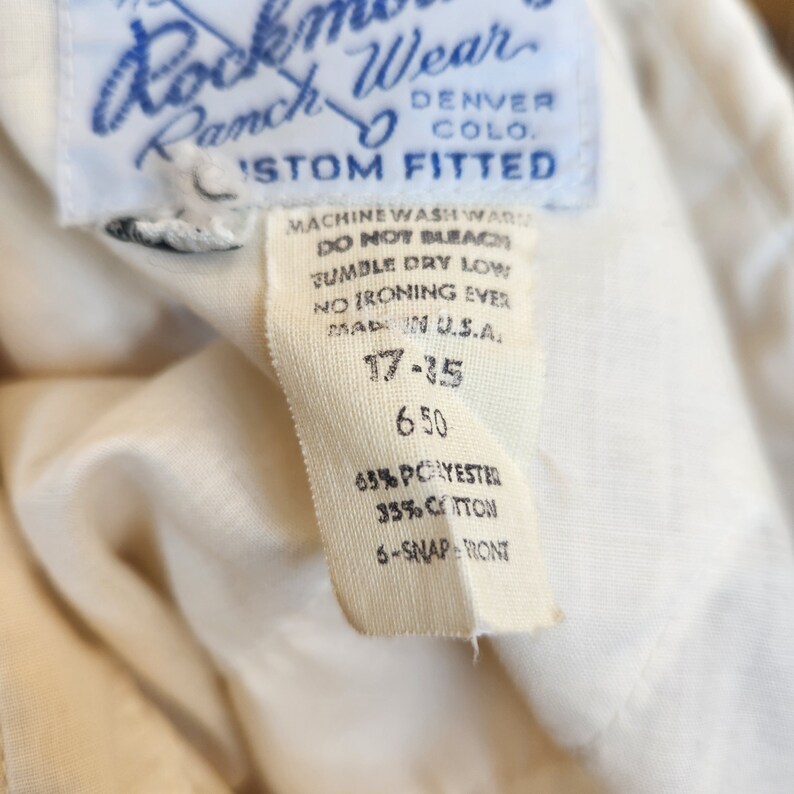 Rockmount Ranch Wear off white pearl snap dress Shirt 17-35 image 6