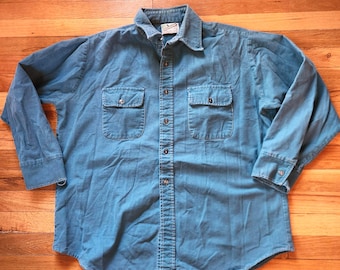 Vintage Teal Woodsman by Klondike Heavy Cotton Chamois Flannel XL