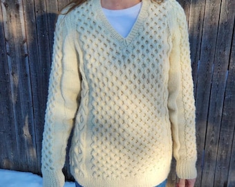 Pull Femme Vintage LL Bean - Motif Géométrique Style Norvégien Laine - Taille M - Occasion Très Bon État