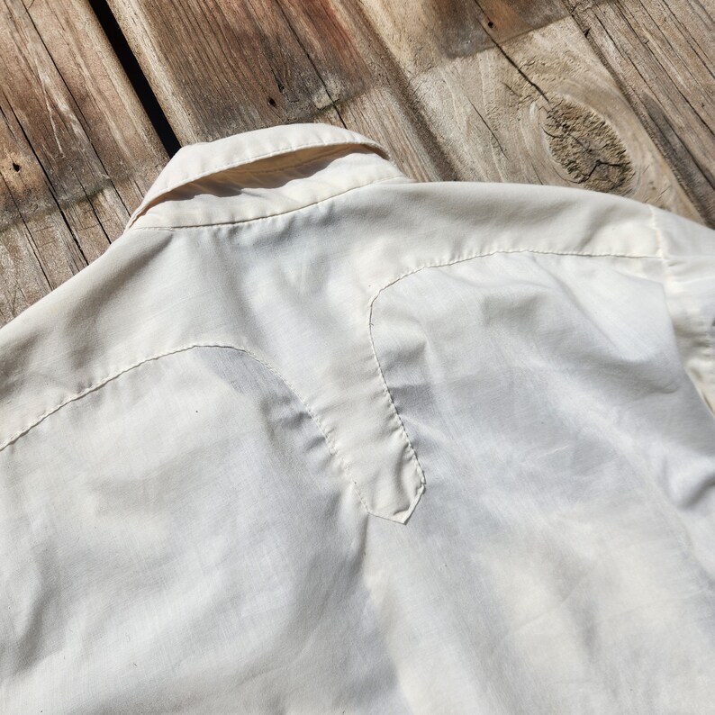 Rockmount Ranch Wear off white pearl snap dress Shirt 17-35 image 5