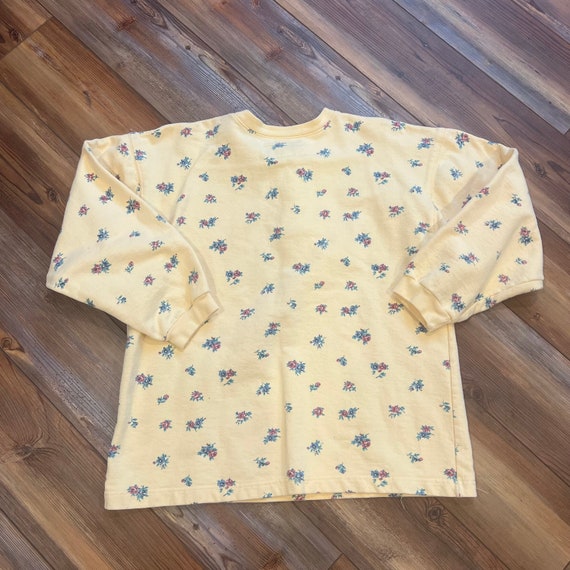 Vintage 90’s ENUF yellow floral henley sweatshirt… - image 5