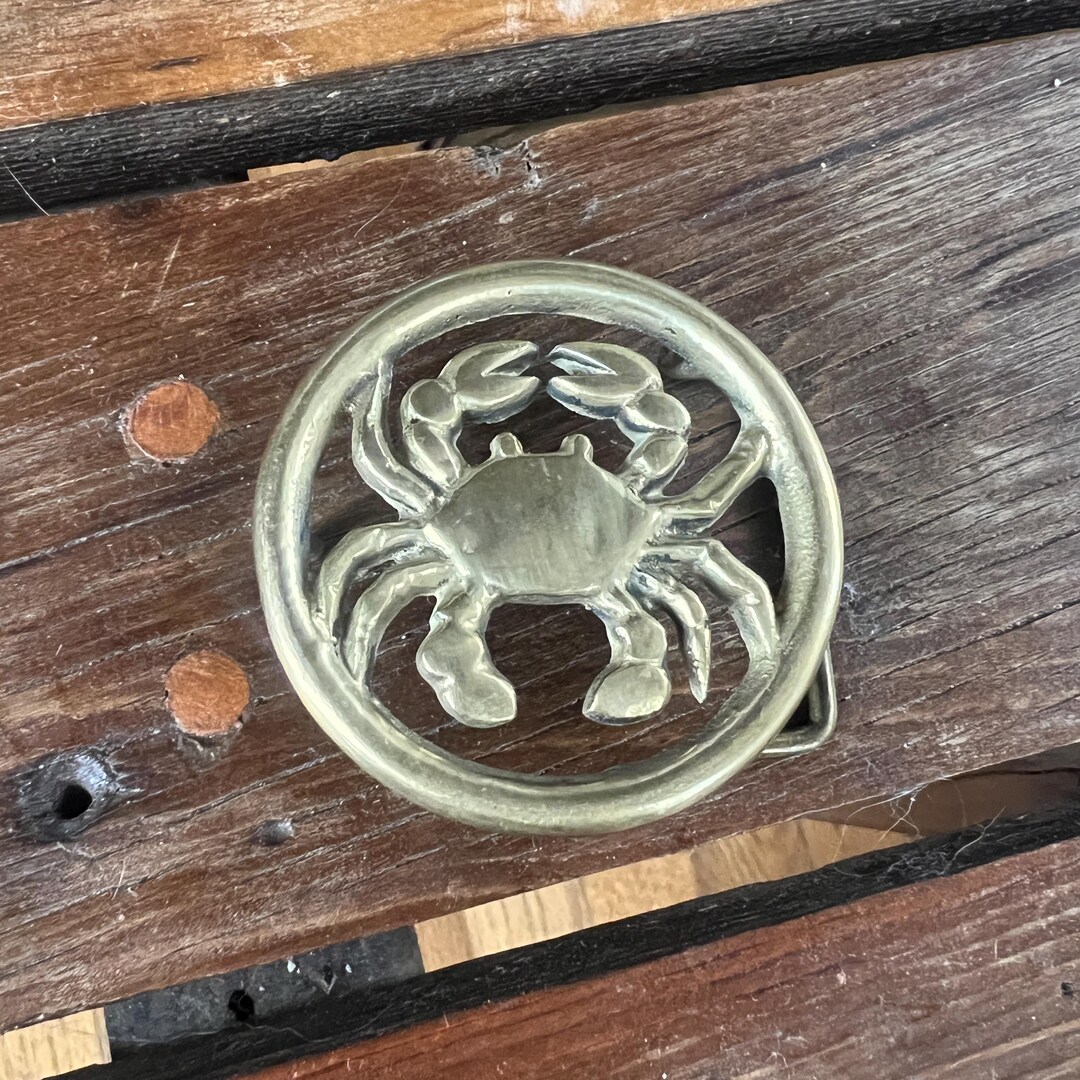 Vintage Solid Brass Crab Belt Buckle Etsy