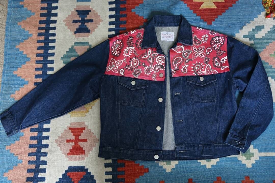 Bandana Denim Jacket - Etsy