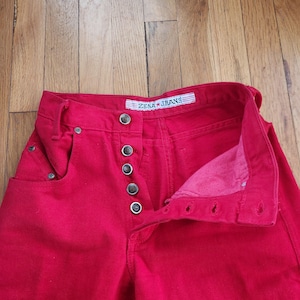 Vintage Red High waisted Button Fly Zena Jeans Size 5, 25x32