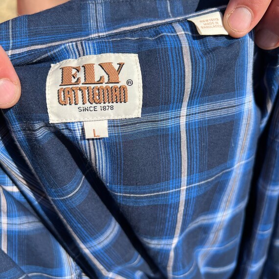 Ely Cattleman blue and white plaid long sleeve pe… - image 4