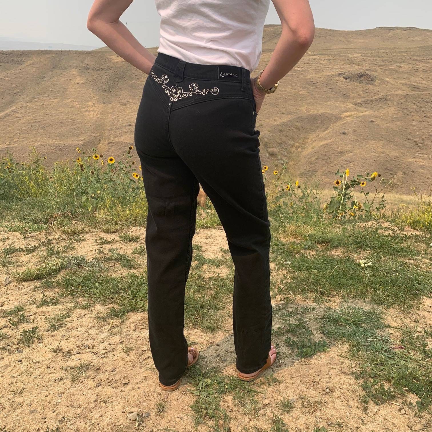 Womens Black Lawman Bareback Jeans With 