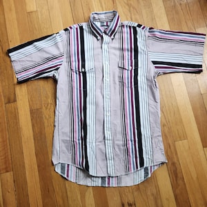 Vintage Pink Vertical Striped Wrangler Button up Western shirt Size 16