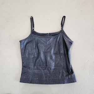Wilson&#39;s Leather Genuine Black Leather Croped Tank Top Size Small