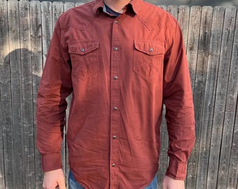 Chemise de cow-boy rétro rouge 100 % coton lourd pour homme Chemise de cow-boy rétro rouge 100 % coton lourd pour homme