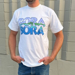 Bora bora vintage large print island single stitch shirt large
