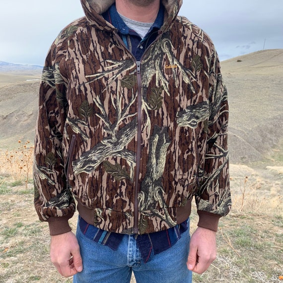 Cabelas Hooded Camo Zip up Flannel 