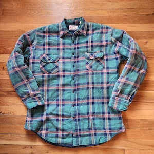 Vintage Sport Afield blau und grün karierten shacket Large Tall