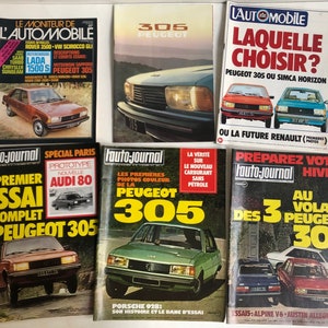 1977 Peugeot 305 22-page sales brochure + 5 French car magazines