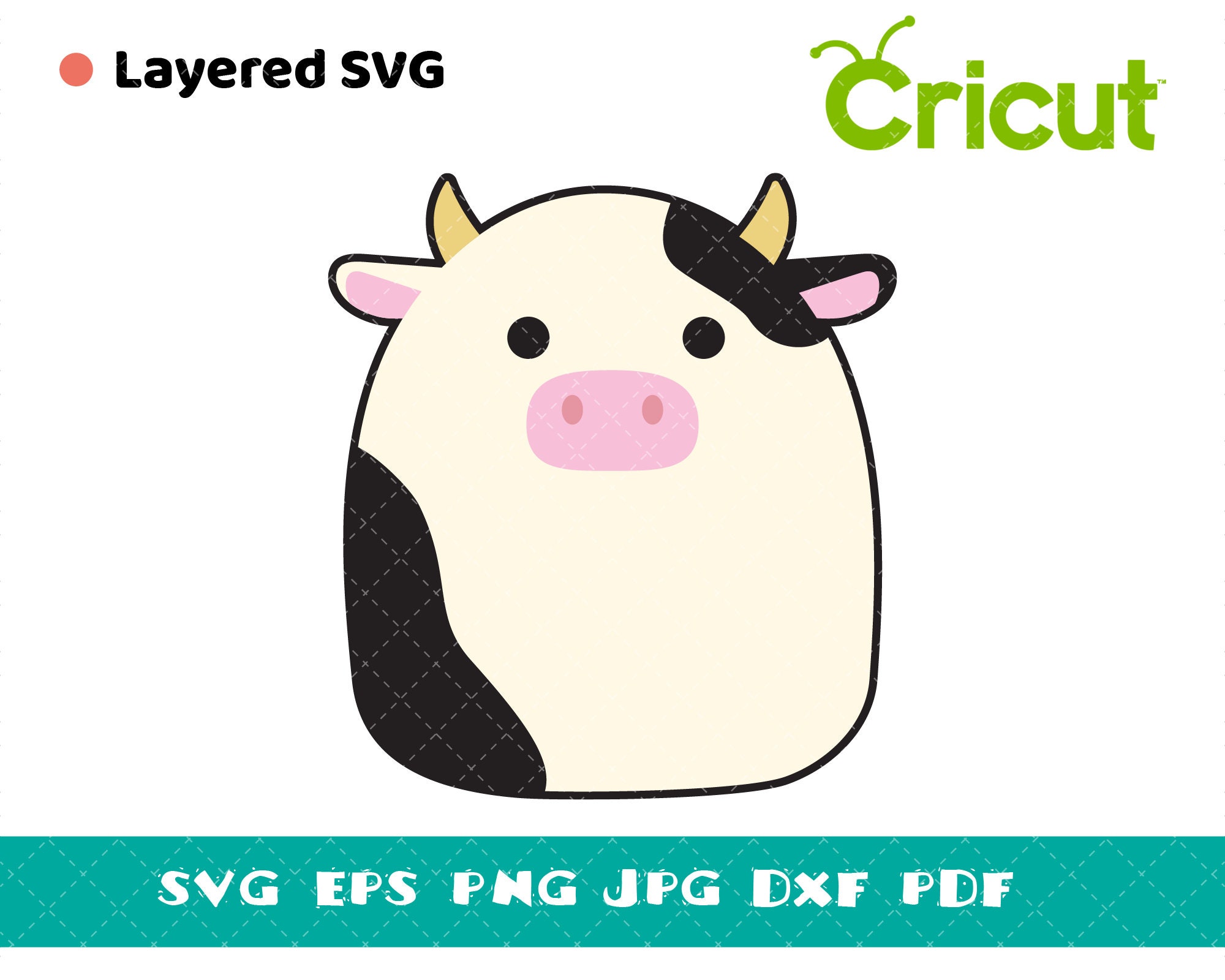 Conner Squishmallow Cow Svg Digital Download File Cartoon Etsy